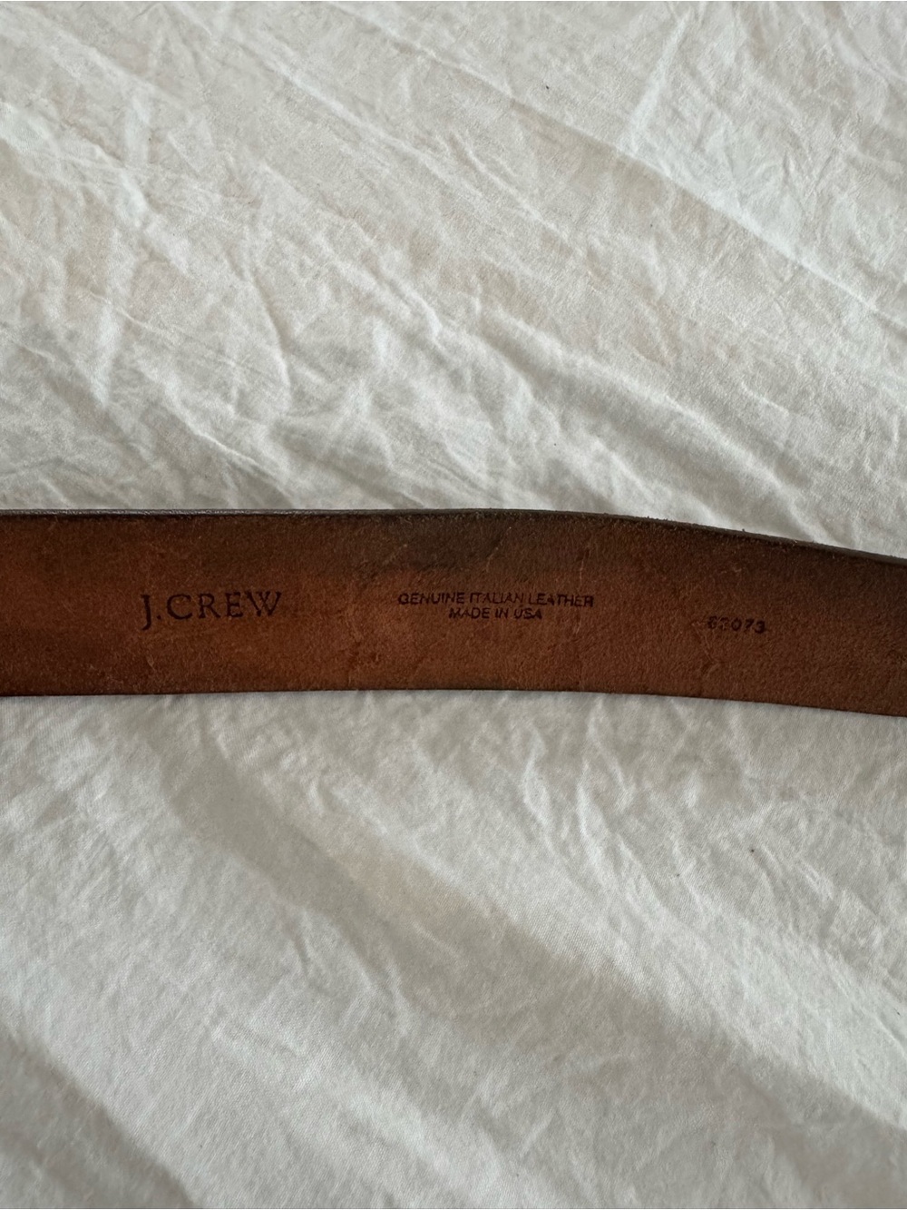 J.Crew Brown Leather Oval Brass Buckle Belt - Picture 6 of 6